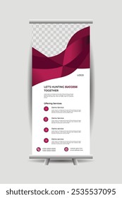 corporate business agency service offering digital roll up banner design print ready vector clean simple marketing stand banner creative advertising pull up banner design street banner