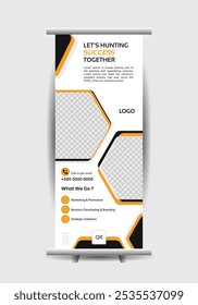 corporate business agency service offering digital roll up banner design print ready vector clean simple marketing stand banner creative advertising pull up banner design street banner