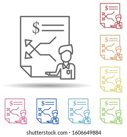 Corporate And Business, Analytics, Business Man, Graph, Report In Multi Color Style Icon. Simple Thin Line, Outline Vector Of Blood Donation Icons For Ui And Ux, Website Or Mobile