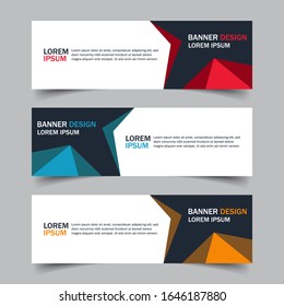 Corporate business banner template in blue, red and yellow color. Set of horizontal advertising business banner layout template flat design. Modern abstract cover header background for website design.