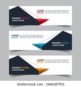 Corporate business banner template in blue, red and yellow color. Set of horizontal advertising business banner layout template flat design. Modern abstract cover header background for website design.