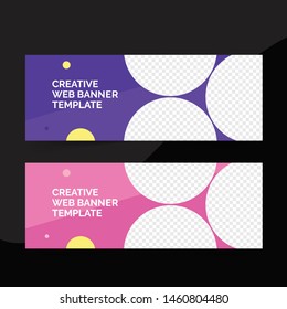 Corporate business banner template, Horizontal advertising business banner layout for website.Promotional web banner for social media