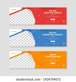 Corporate business banner template. Horizontal advertising business banner