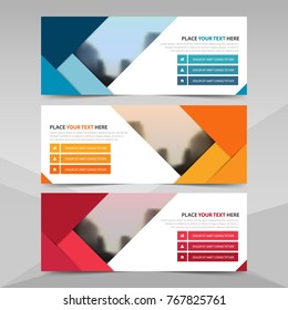 Corporate business banner template, horizontal advertising business banner layout template flat design set , clean abstract cover header background for website design