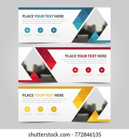 Corporate business banner template, horizontal advertising business banner layout template flat design set , clean abstract cover header background for website design