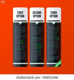 Corporate business banners and options template on bright orange background. Useful for presentations and advertising.