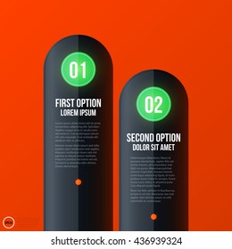 Corporate business banners and options template on bright orange background. Useful for presentations and advertising.