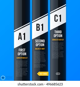 Corporate business banners and options template on bright blue background. Useful for presentations and advertising.