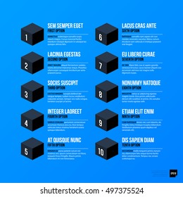 Corporate business banners and options template on bright blue background. Useful for presentations and advertising.