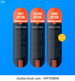 Corporate business banners and options template on bright blue background. Useful for presentations and advertising.