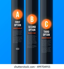 Corporate business banners and options template on bright blue background. Useful for presentations and advertising.