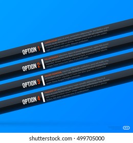 Corporate business banners and options template on bright blue background. Useful for presentations and advertising.