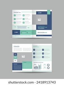 Corporate business bifold brochure design and company marketing flyer design template 