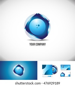 Corporate  business  blue circle logo sphere design 3d icon vector company element template 