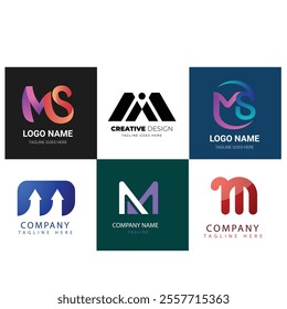 Corporate business brand company marketing logo design elegant label and badge design vector logo m alphabet letter initial colorful gradient design m collection