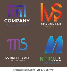 Corporate business brand company marketing logo design elegant label and badge design vector logo m alphabet letter initial colorful gradient design m collection