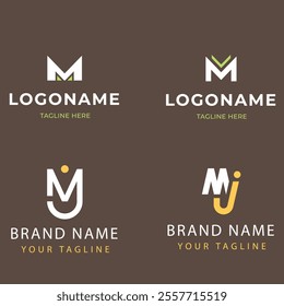 Corporate business brand company marketing logo design elegant label and badge design vector logo m alphabet letter initial colorful gradient design m collection