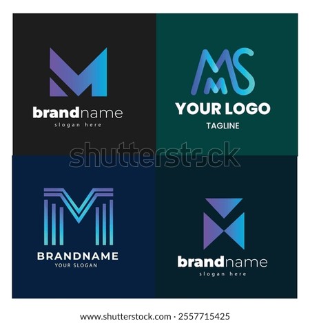 Corporate business brand company marketing logo design elegant label and badge design vector logo m alphabet letter initial colorful gradient design m collection