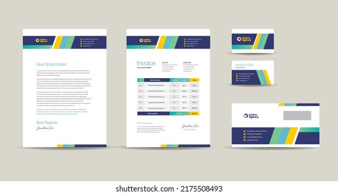 Corporate Business Branding Identity Design or Stationery Design  Letterhead  Business Card Invoice  Envelope  Startup Design