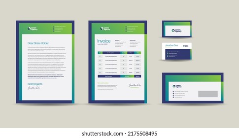 Corporate Business Branding Identity Design or Stationery Design  Letterhead  Business Card Invoice  Envelope  Startup Design