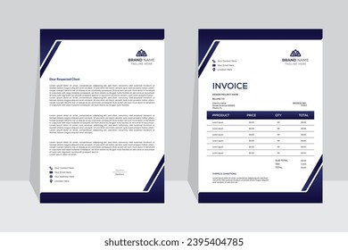 Corporate business Branding identity design template Creative, modern, unique, clean, and professional corporate company business letterhead and invoice template design bundle set.