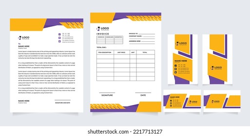 Corporate Business Branding Identity , Stationary Design,  Letterhead,  Business Card, Invoice, Envelope, Startup Design