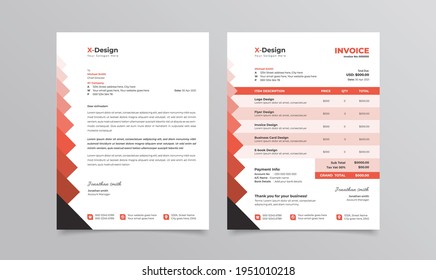 Corporate business branding identity or stationery design with  letterhead and invoice 