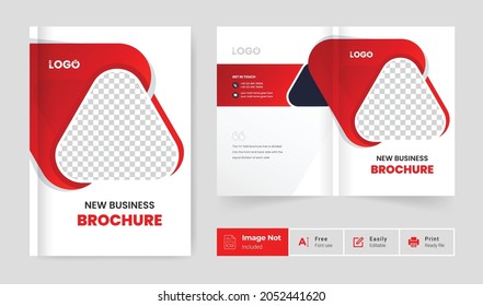 Corporate business brochure cover page annual report book cover corporate business profile design template Red color creative elegant modern magazine bi fold design layout theme