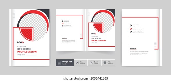 Corporate business brochure cover page annual report book cover corporate business profile design template creative red color elegant modern magazine bi fold design layout theme