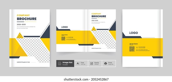 Corporate business brochure cover page annual report book cover corporate business profile design template Red color creative elegant modern magazine bi fold design layout theme