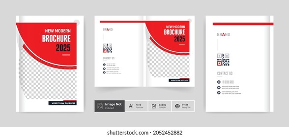 Corporate business brochure cover page annual report book cover corporate business profile design template Red color creative elegant modern magazine bi fold design layout theme