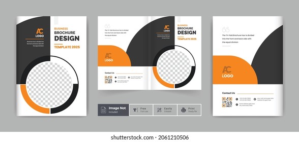 Corporate business brochure cover page annual report book cover corporate business profile design template yellow color abstract creative elegant modern bi fold magazine design layout theme