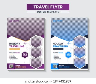 Corporate Business Brochure Template or Flyer design for Tour and Travel Business concept premium Vector