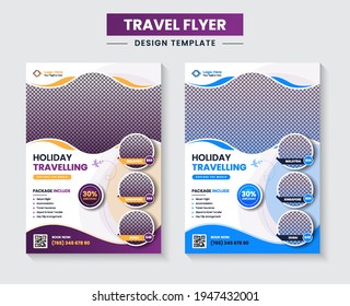 Corporate Business Brochure Template or Flyer design for Tour and Travel Business concept premium Vector