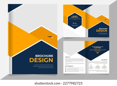 corporate business brochure template, modern print ready bi fold brochure design template