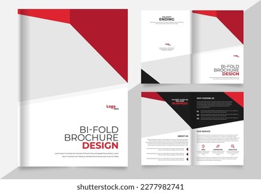 corporate business brochure template, modern print ready bi fold brochure design template