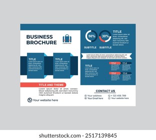 corporate business brochure template, modern print ready bi fold brochure design template