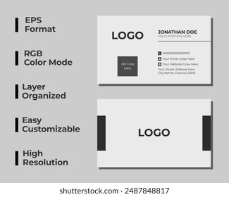 Tarjeta de visita Corporativa, tarjeta de oficina creativa, tarjeta personal mínima, tarjeta de nombre simple, diseño, conjunto, Plantilla