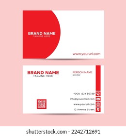 corporate business card design, business card simple red template vector