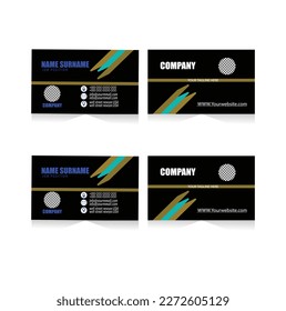 Corporate Business card Design template - illustration.Modern business card template design.With inspiration from the abstract.Contact card for company.Two sided black and white . Vector illustration.