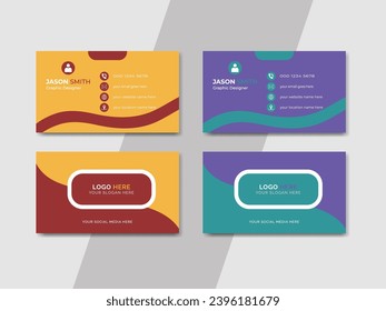Corporate business card design template, vector visiting card for business company