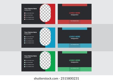 Corporate Business Card Design Template With Multiple Color Variation  