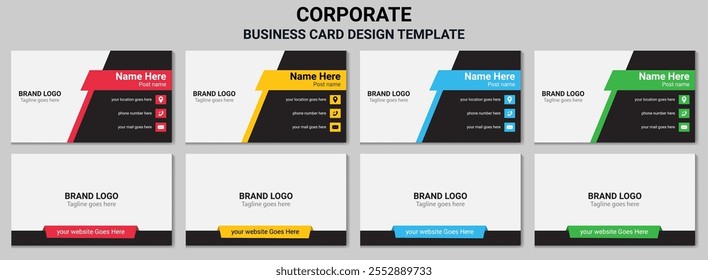 Corporate Business Card Design Template With 4 Color. Business card design template, Clean professional business card template, visiting card, business template.