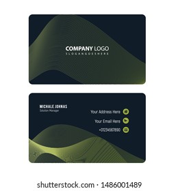 Corporate Business card with green wave