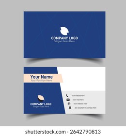Corporate business card layout for branding your business in a simple professional way in blue color combination