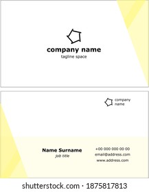 Corporate business card minimalist mock up design. Professional business card template vector illustration, yellow and white colors graphic web design template