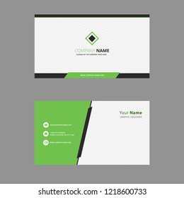 Corporate Business Card Print Template. Personal Visiting Card with Company Logo. Horizontal Business Card Templates. Green Color Theme. Business Card Mockup