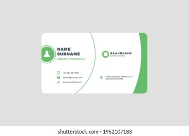 Corporate Business Card Print Template. Personal Visiting Card with company Logo. Vector Illustration. Business Card Mockup