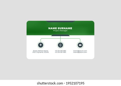 Corporate Business Card Print Template. Personal Visiting Card with company Logo. Vector Illustration. Business Card Mockup