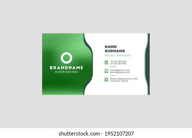 Corporate Business Card Print Template. Personal Visiting Card with company Logo. Vector Illustration. Business Card Mockup